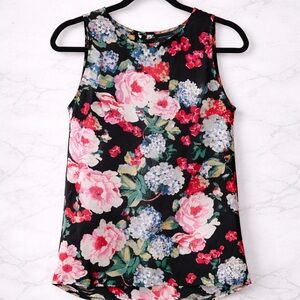 Who What Wear Floral Sleeveless Blouse - Black and Pink